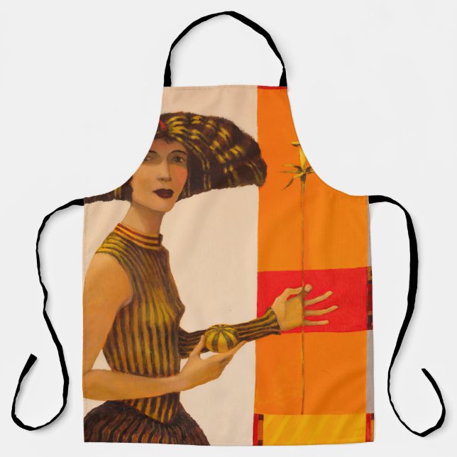 Mädchenportrait, Ölmalerei auf Leinwand Schürze (Vorderseite)