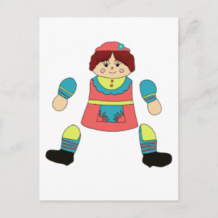 Mädchenpuppe Kunst gelenkige Papierpuppe Ausschnei Postkarte