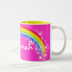 Mädchenregenbogenrosa-Name-Tasse Zweifarbige Tasse