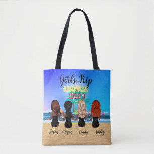 Mädchenreise - Blauer Strandurlaub personalisiert Tasche