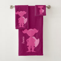 Mädchenrosa Superhero-Silhouette-personalisierte