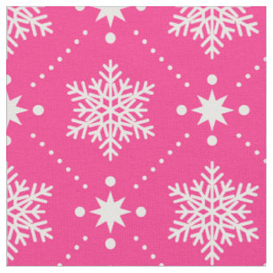 Mädchenrosa und weiße Schneeflocken Weihnachtsmu Stoff
