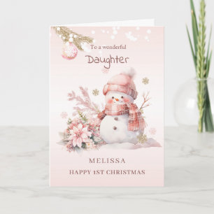 Mädchens 1. Weihnachten Rosa Schneemann