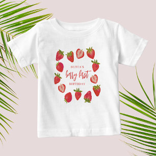 Mädchens erste Beeren-Sommer-Erdbeere 1. Geburtsta Baby T-shirt