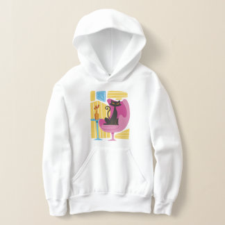 Mädchens schwarze Katzenabstraktion Hoodie