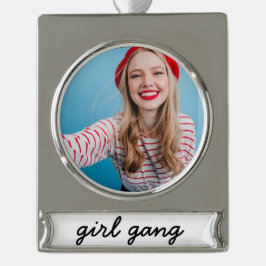 Mädchensammlung niedliche moderne feministische Po Banner-Ornament Silber