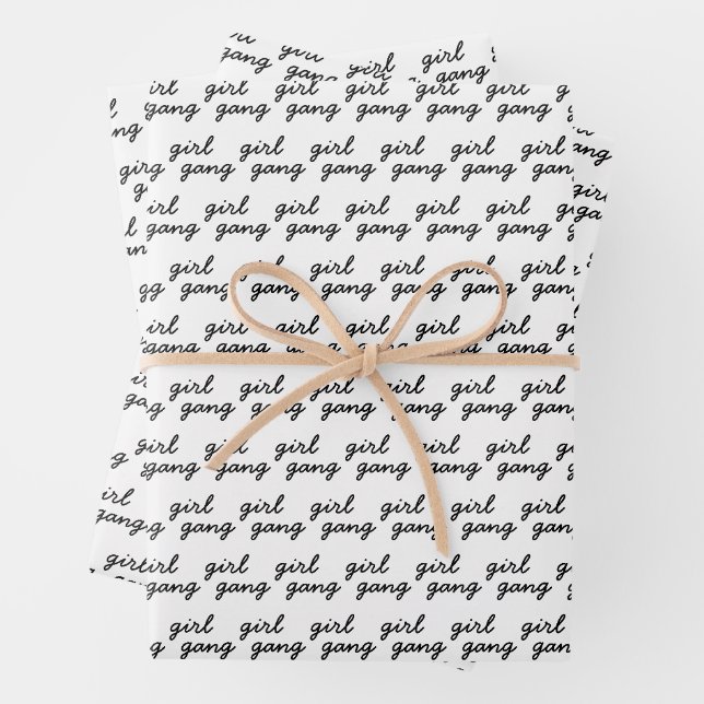 Mädchensammlung niedliche moderne feministische Po Geschenkpapier Set (Beispiel)