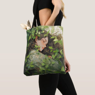 Mädchenschlafen in der Waldanime Tasche