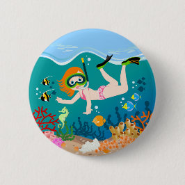 Mädchenschwimmerin Geburtstagsgeschenk Button