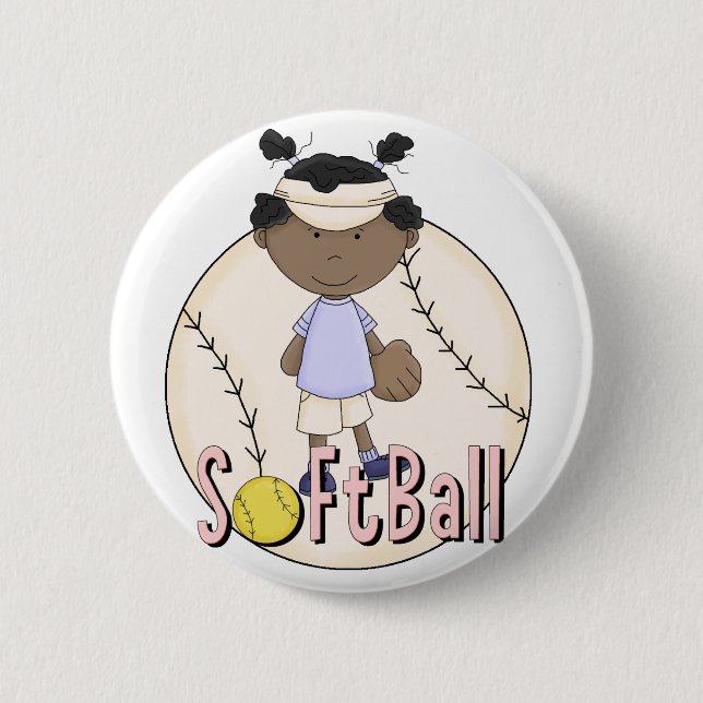 Mädchensoftball-afrikanische amerikanische T - Button (Vorderseite)