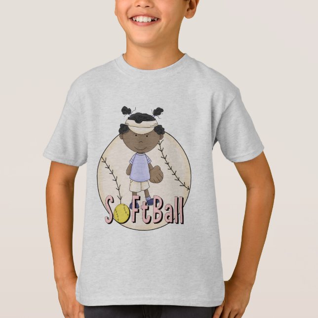 Mädchensoftball-afrikanische amerikanische T - T-Shirt (Vorderseite)
