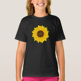 Mädchensonnenblume mit Monogramm T-Shirt