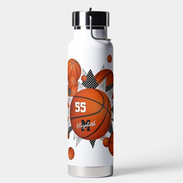 Mädchensportzubehör, Basketball und Sterne Trinkflasche (Links)