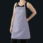 Mädchenstaubige lilac-benutzerdefinierte Skriptnam Schürze<br><div class="desc">Personalisierte staubige lilac angepasste moderne Skriptnamen Text monogram solide schlichte Farbe mädchenhaft elegante elegant staubige lila und weiß Text Küche Schürze. Anpassen,  personalisieren Sie es mit Namen,  Zitat,  Phrasen oder Text. Geeignet für Köche,  Koch,  Keramik,  Keramiken,  Handwerk,  Arbeit,  Küche,  Backen,  Grillen,  Grill etc.</div>