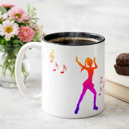 Mädchentanz mit Musiknoten - Cooler K-Pop Zweifarbige Tasse
