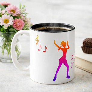 Mädchentanz mit Musiknoten - Cooler K-Pop Zweifarbige Tasse