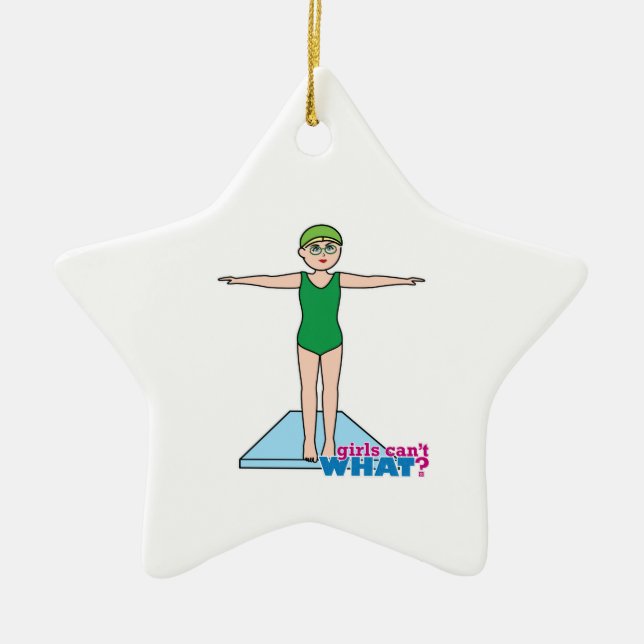Mädchentaucher Keramik Ornament (Vorne)