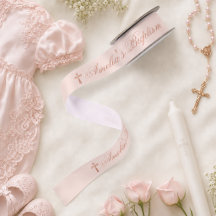 Mädchentaufe Rosa Roségold Kreuz und Kalligrafie