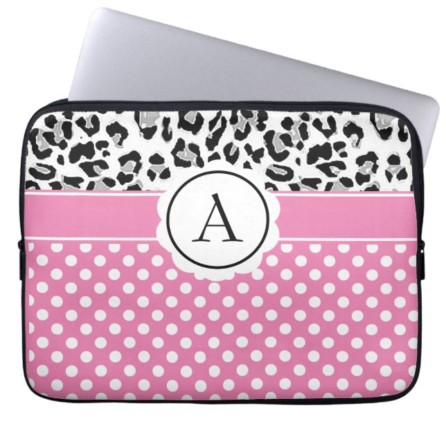 Mädchenteile und Tiere drucken Monogramm Laptopschutzhülle (Vorderseite)