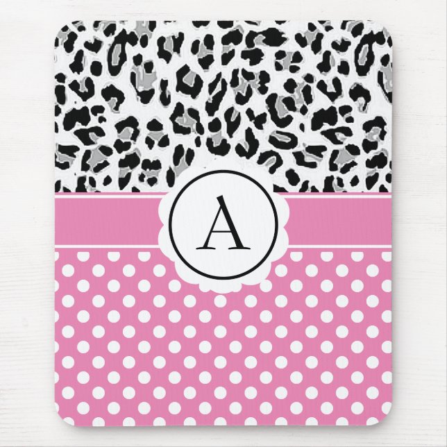 Mädchenteile und Tiere drucken Monogramm Mousepad (Vorne)