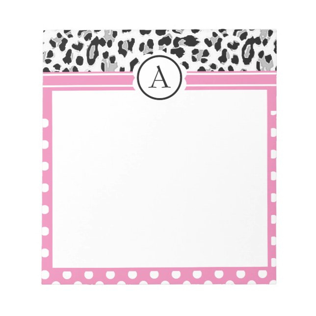Mädchenteile und Tiere drucken Monogramm Notizblock (Vorderseite)
