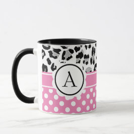 Mädchenteile und Tiere drucken Monogramm Tasse