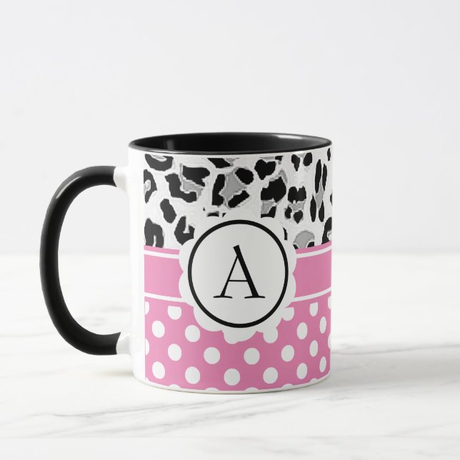 Mädchenteile und Tiere drucken Monogramm Tasse (Links)
