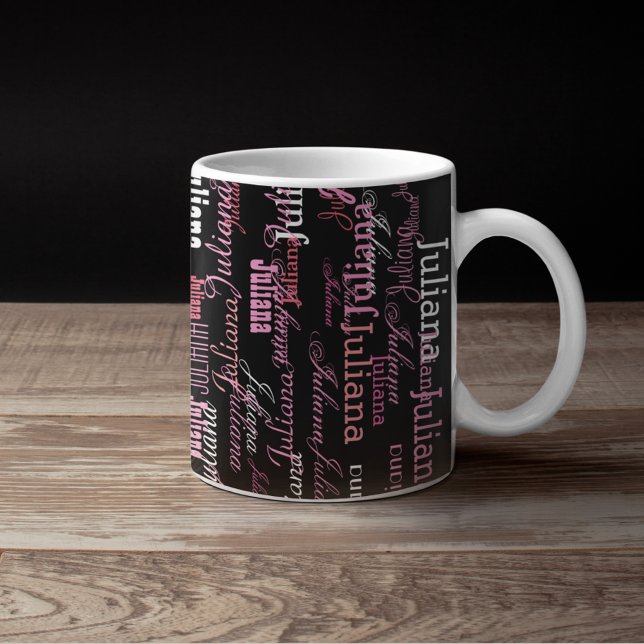 Mädchentypografie-Name, rosa auf schwarzer Tasse f (Von Creator hochgeladen)