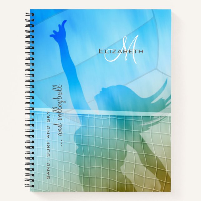 Mädchenvolleyball am Strand Notizbuch (Vorderseite)