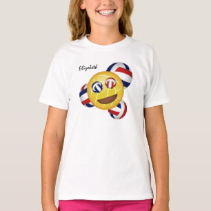 Mädchenvolleyball in rot und blau gefühlt T-Shirt