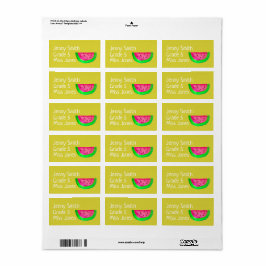 Mädchenwassermelone-Schulbuchetiketten Adressaufkleber