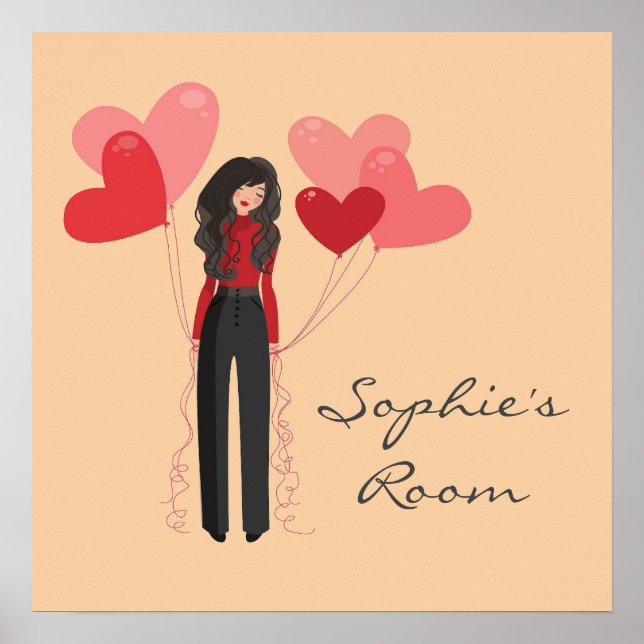Mädchenzimmer niedlicher personalisierter Name Poster (Vorne)