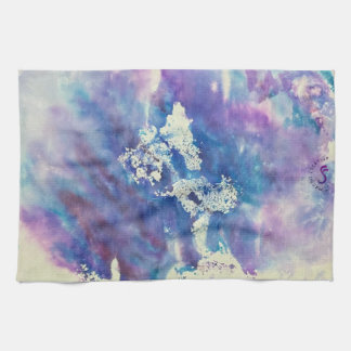 Maddie blue and purple impressionist dish towel geschirrtuch