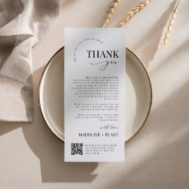 MADDIE Wedding Thank You Note with QR Code Menükarte