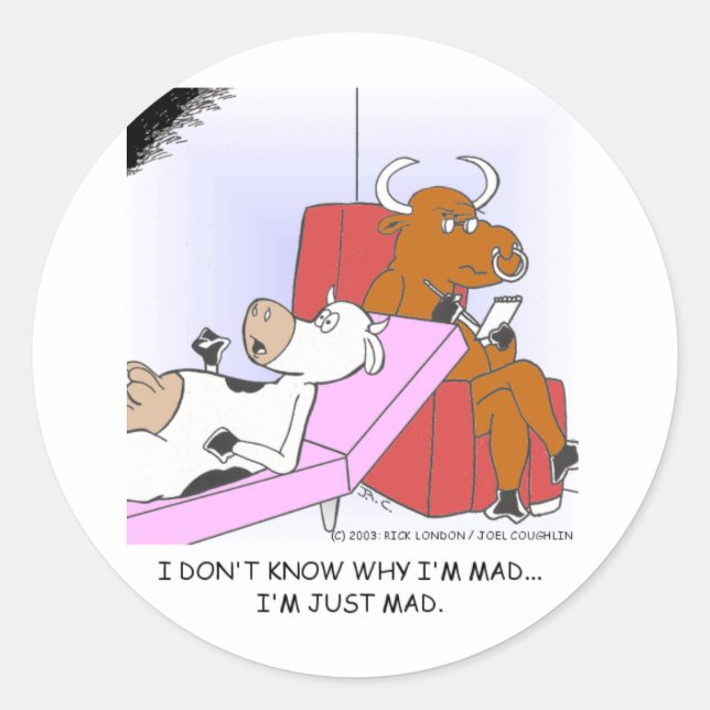 Made Cow in Therapy Funny Gifts & Sammlerstücke Runder Aufkleber (Vorderseite)