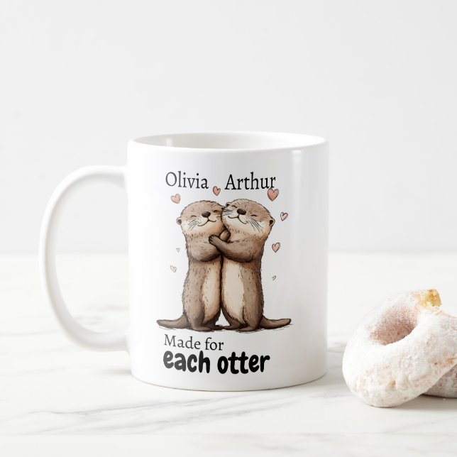 Made For Each Otter Funny Valentines Gift Kaffeetasse (Mit Donut)