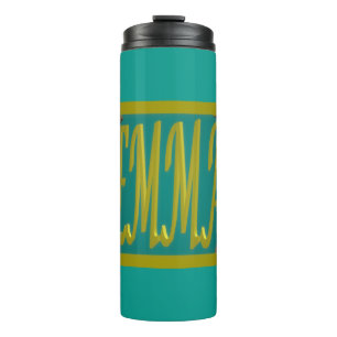 Made for Emma marine green and pebble design Bath Thermosbecher