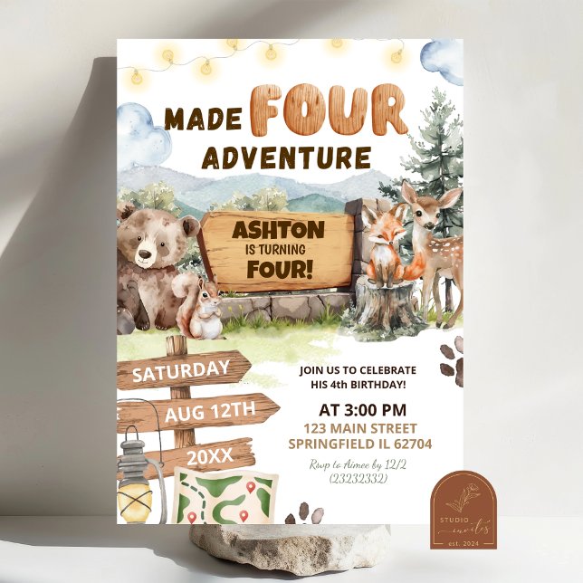 Made Four Adventure Camping Grounds Birthday Einladung (Von Creator hochgeladen)