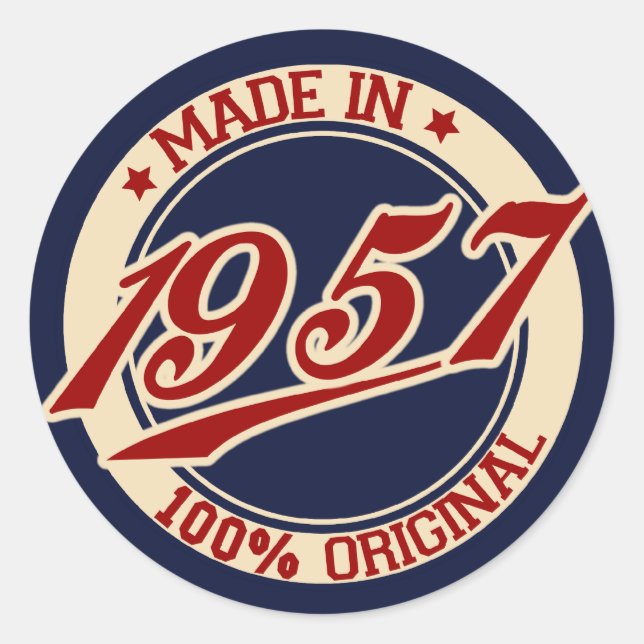 Made in 1957 runder aufkleber (Vorderseite)
