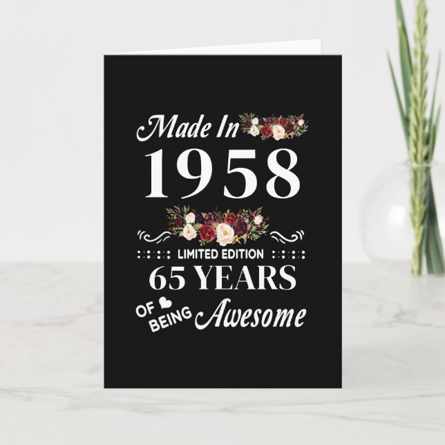 Made in 1958 Limited Edition 65 Jahre des Seins Karte (Vorderseite)