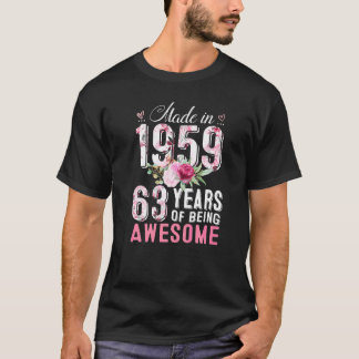 Made in 1959 Floral 63 Jahre alt 63. Geburtstag Wo T-Shirt