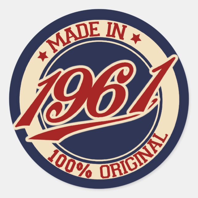 Made in 1961 runder aufkleber (Vorderseite)