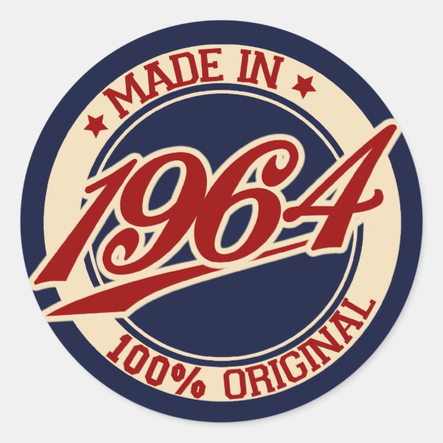 Made in 1964 runder aufkleber (Vorderseite)