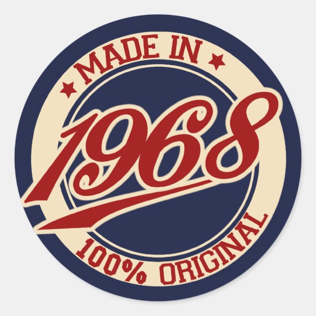 Made in 1968 runder aufkleber (Vorderseite)