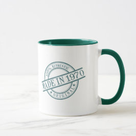 Made in 1970 Birth Year Green Round Rubber Briefma Tasse