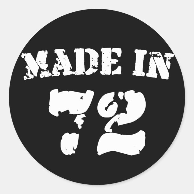 Made in 1972 runder aufkleber (Vorderseite)