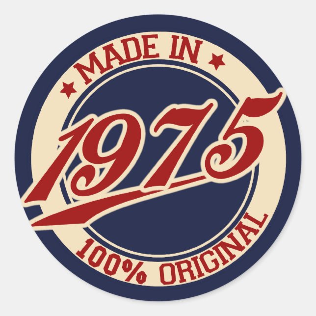 Made in 1975 runder aufkleber (Vorderseite)