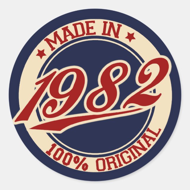 Made in 1982 runder aufkleber (Vorderseite)