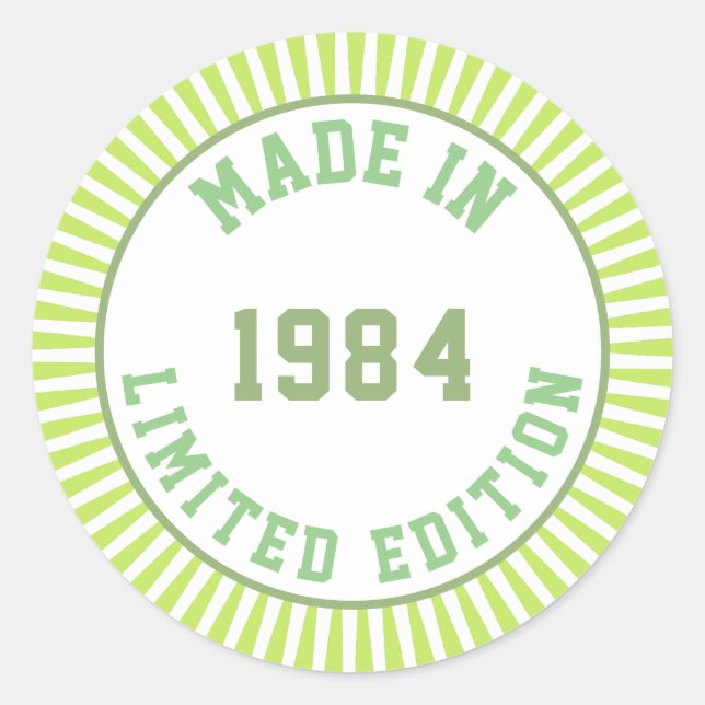 Made in 1984 runder aufkleber (Vorderseite)