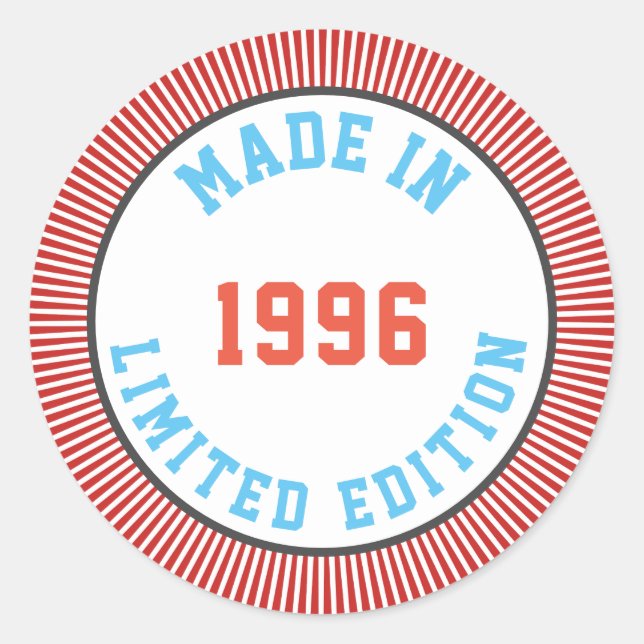 Made in 1996 runder aufkleber (Vorderseite)